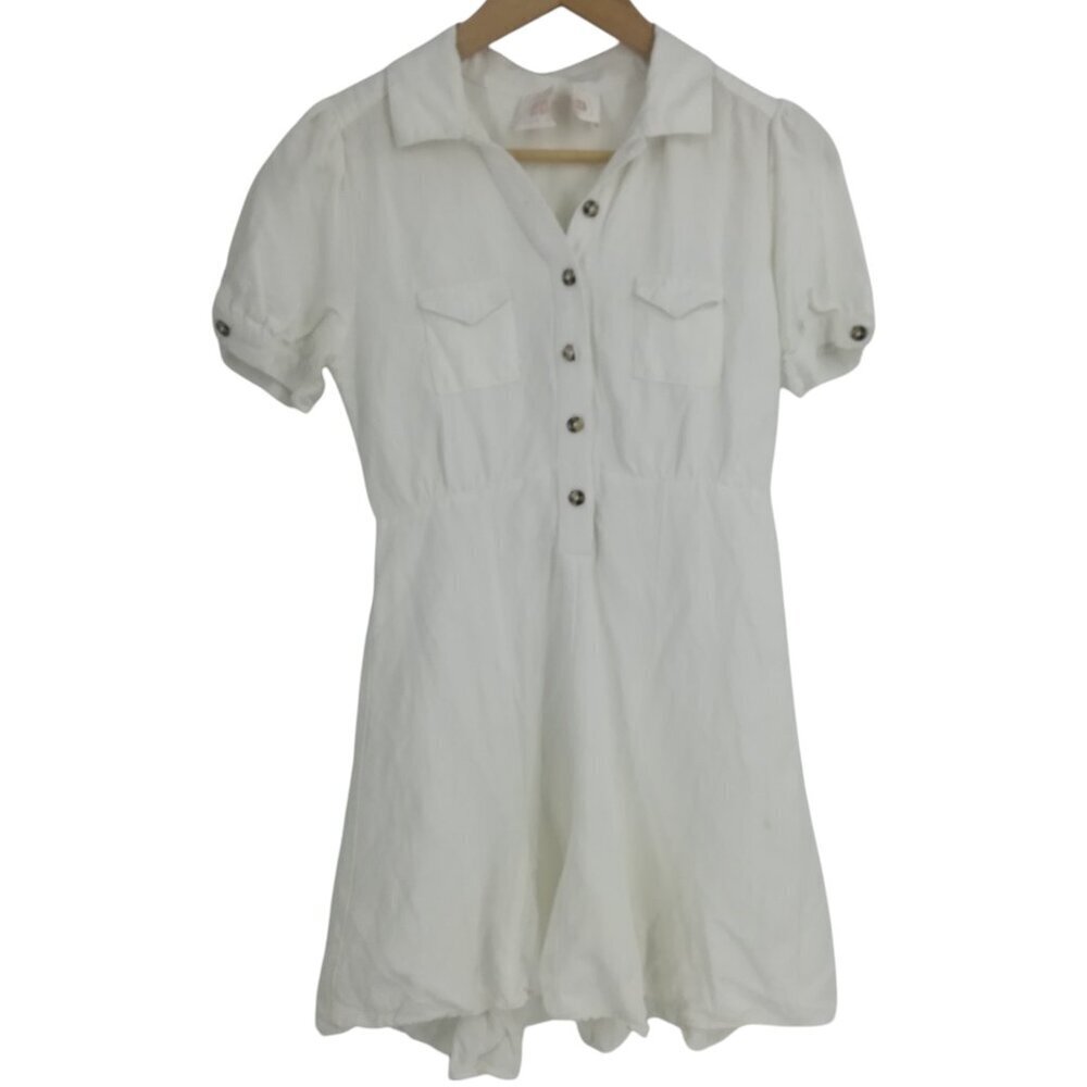 Stone Cold Fox White Linen Blend Mini Dress Size S 2/4 Collar Romantic Girly